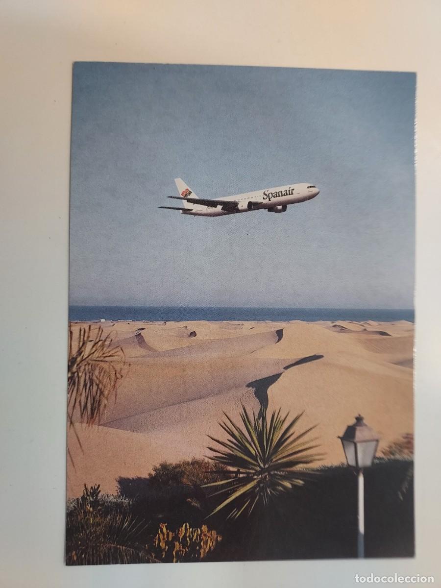 Postales: POSTAL SPANAIR AVION BOEING 767 300 ER. SIN CIRCULAR. FOTO OLIVIERO DAIDOLA. DUNAS MASPALOMAS