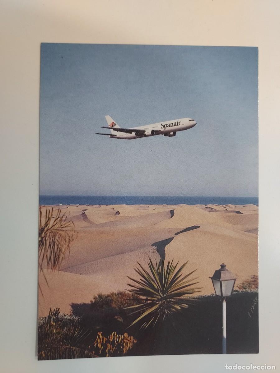 Postales: POSTAL SPANAIR AVION BOEING 767 300 ER. SIN CIRCULAR. FOTO OLIVIERO DAIDOLA. DUNAS MASPALOMAS