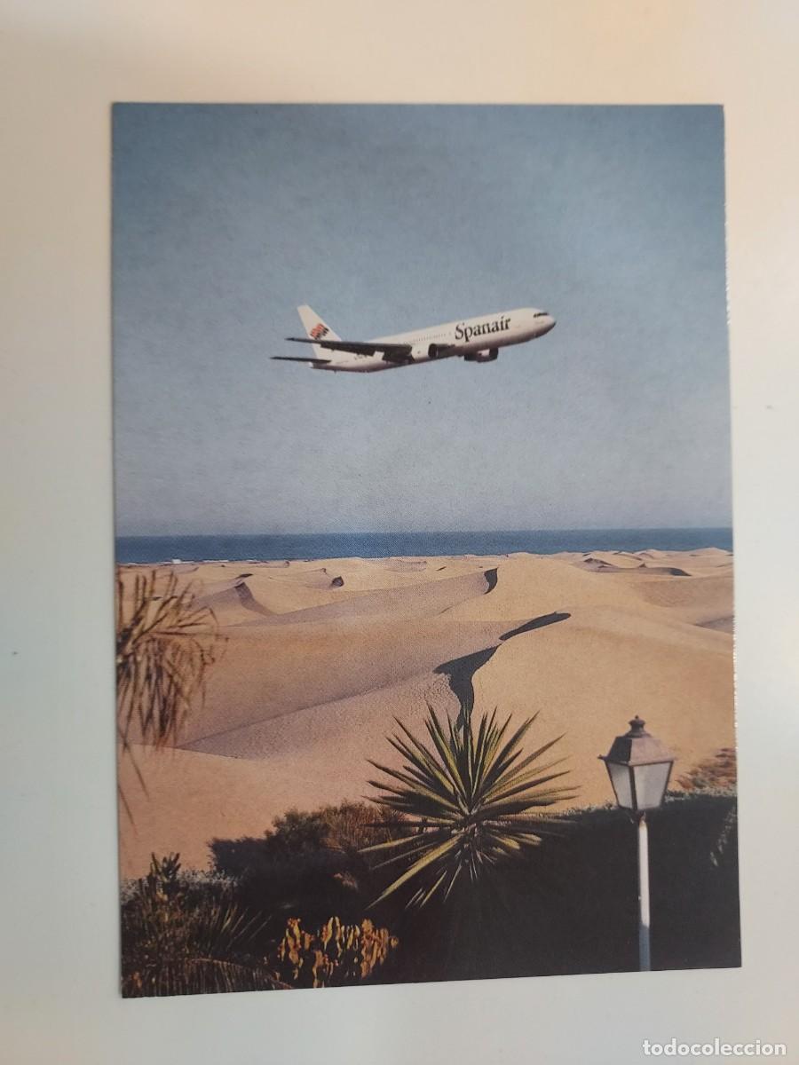Postales: POSTAL SPANAIR AVION BOEING 767 300 ER. SIN CIRCULAR. FOTO OLIVIERO DAIDOLA. DUNAS MASPALOMAS