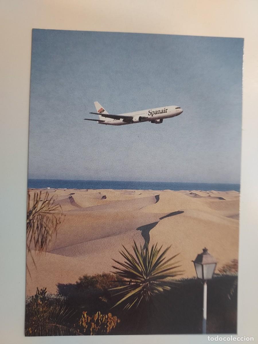 Postales: POSTAL SPANAIR AVION BOEING 767 300 ER. SIN CIRCULAR. FOTO OLIVIERO DAIDOLA. DUNAS MASPALOMAS