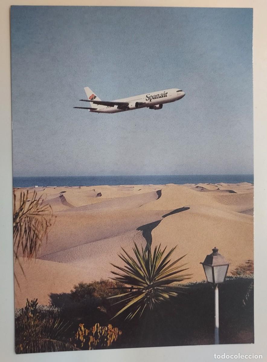 Postales: POSTAL SPANAIR AVION BOEING 767 300 ER. SIN CIRCULAR. FOTO OLIVIERO DAIDOLA. DUNAS MASPALOMAS