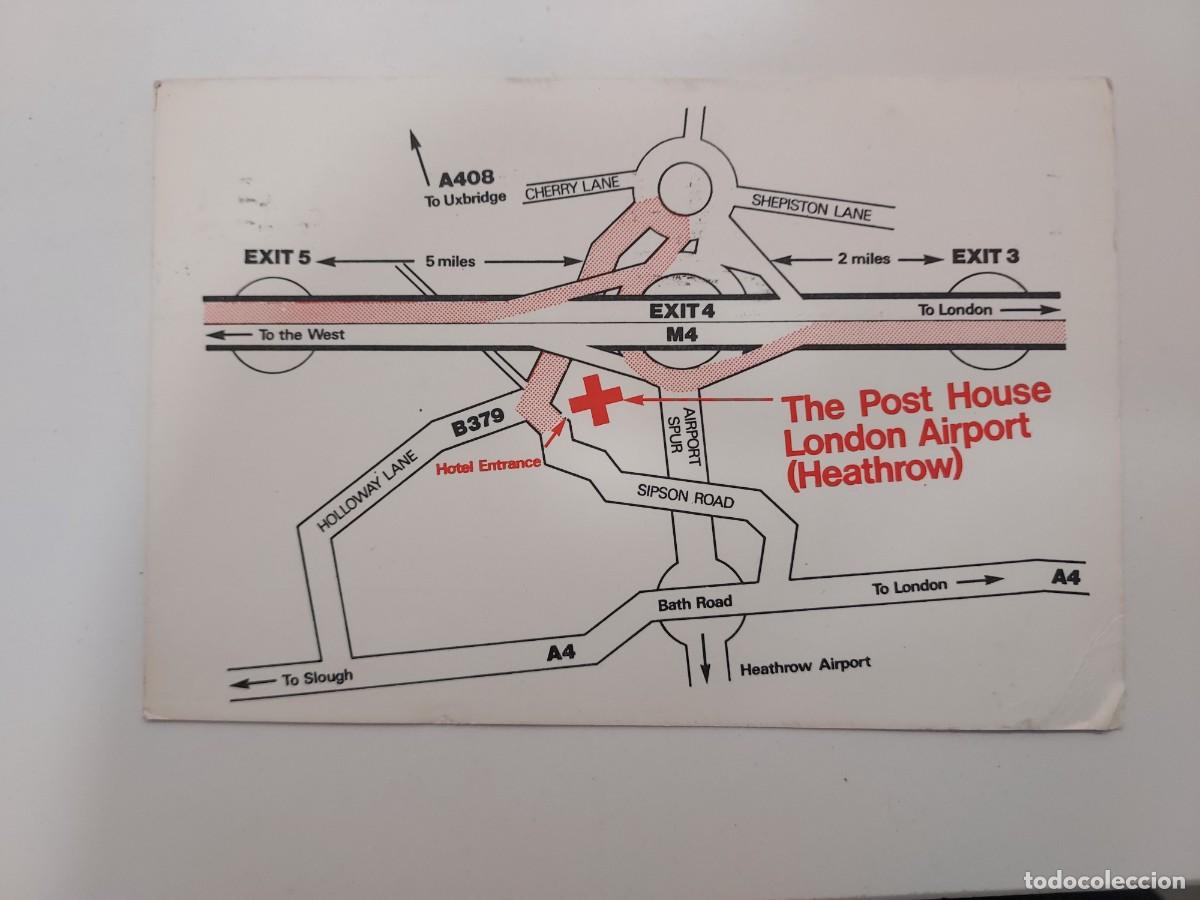Postales: POSTAL (AVIACION) The Post House London Airport (Heathrow). CIRCULADA 1974. Mapa