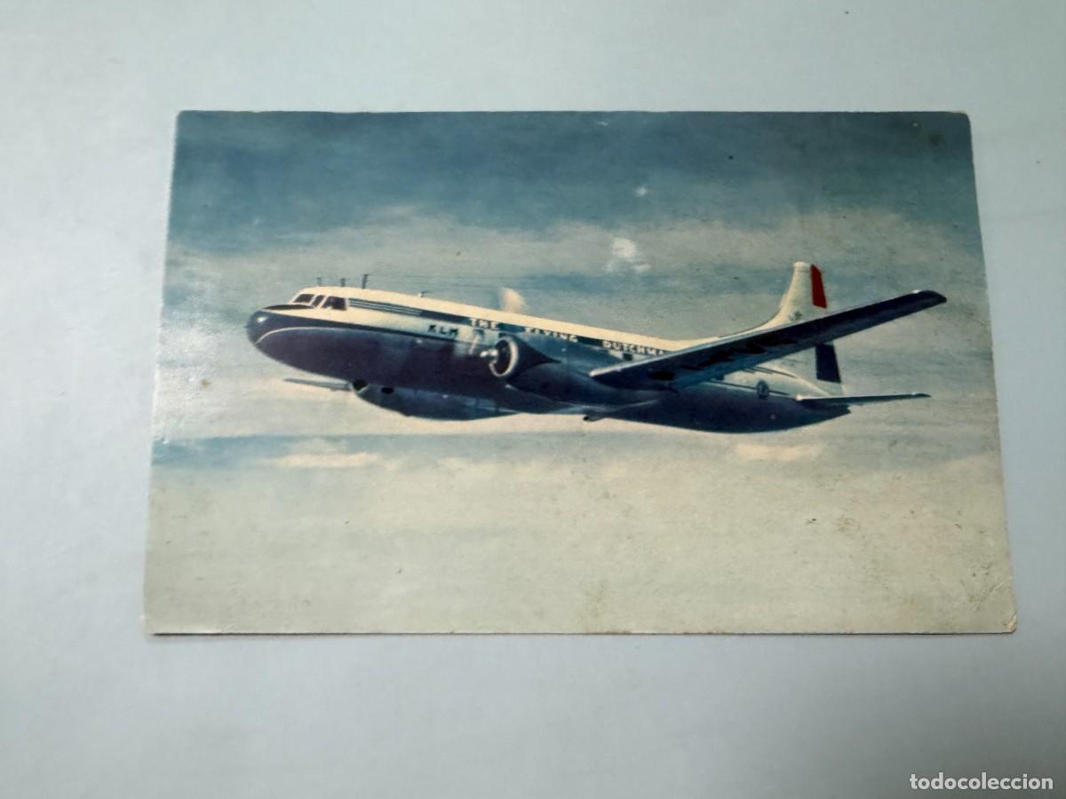 Postales: TARJETA POSTAL. AVIACI&Oacute;N. AVI&Oacute;N CONVAIR 340 DE KLM. COMPA&Ntilde;&Iacute;A REAL HOLANDESA. PUBLICITARIA ANTIGUA.
