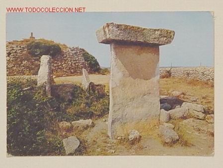 Postales: 241-MENORCA-TAULA,Y TALAYOT DE TREPUCO.No circulada.