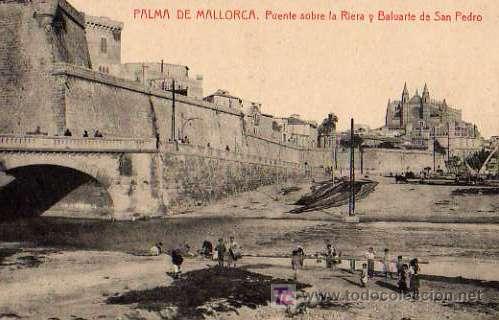 Postales: PALMA MALLORCA PUENTE SOBRE LA RIERA - Foto 1