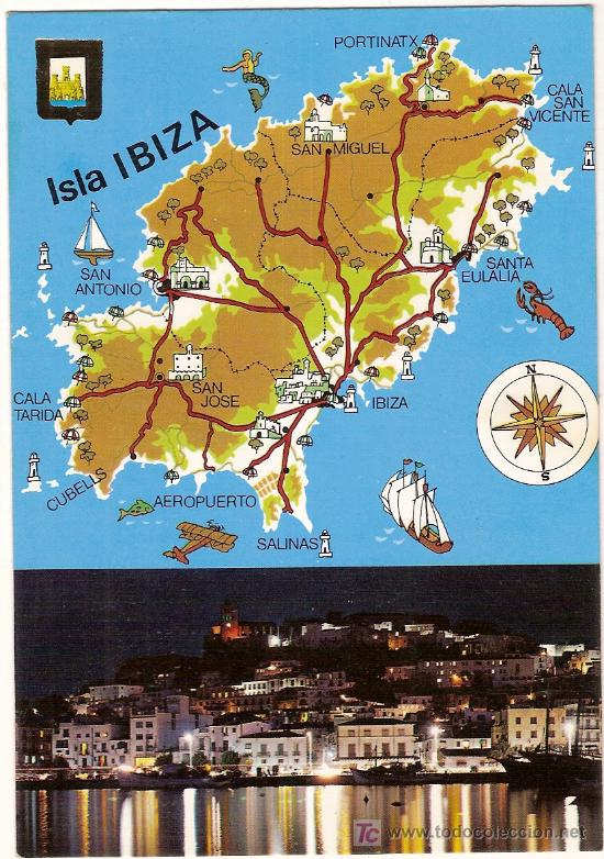 Postales: Ibiza. mapa - Foto 1