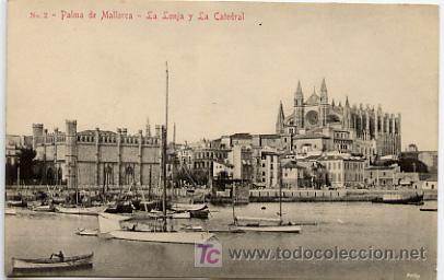 Postales: PALMA DE MALLORCA,  LA LONJA Y LA CATEDRAL,                            P15053 - Foto 1