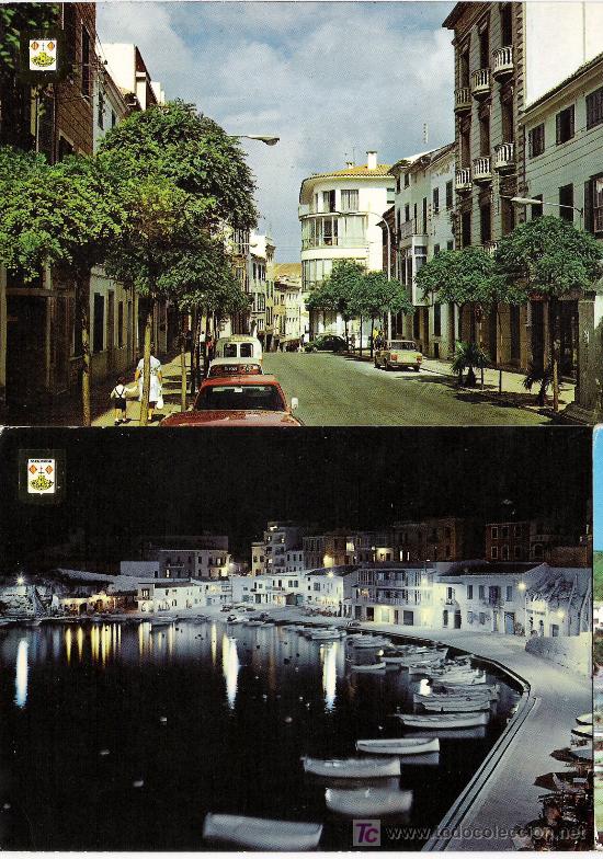 Postales: ISLA DE MENORCA       *VILLA CARLOS -CALA FONS  //   MAHON-CALLE Y MONUMENTO D.ORFILA**