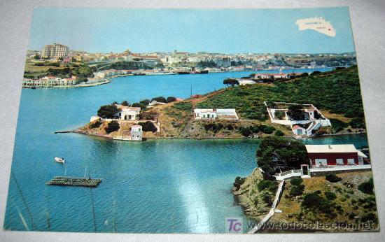 Postales: ANTIGUA Y PRECIOSA POSTAL DE MENORCA MAHON VISTA PARCIAL DEL PUERTO A&Ntilde;O 1968 - CIRCULADA - MATASELLO