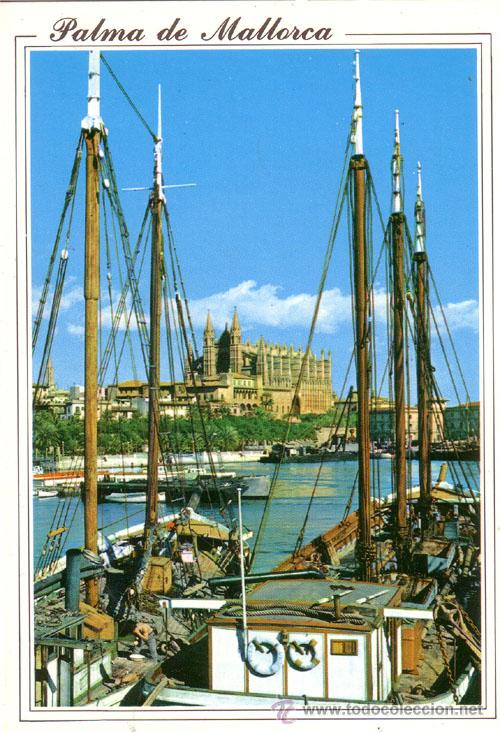Postales: N&ordm; 9085 POSTAL MALLORCA LA CATEDRAL  BARCOS - Foto 1