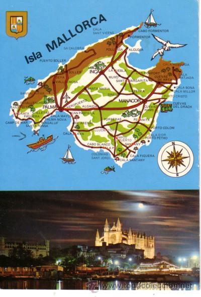 Postales: N&ordm; 7212 POSTAL MALLORCA CATEDRAL MAPA - Foto 1