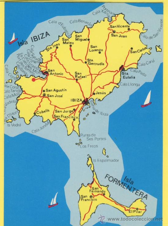 Postales: BALEARES -IBIZA- n&ordm; 119PLANO DE LA ISLA -DURAN VELASCO- P 823