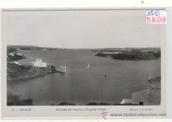 Postales: (PS-15648)POSTAL FOTOGRAFICA DE MAHON-ENTRADA DEL PUERTO Y HOSPITAL MILITAR