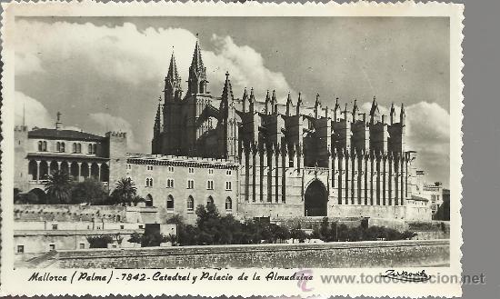 Postales: PALMA MALLORCA CATEDRAL Y ALMUDAINA ESCRITA - Foto 1
