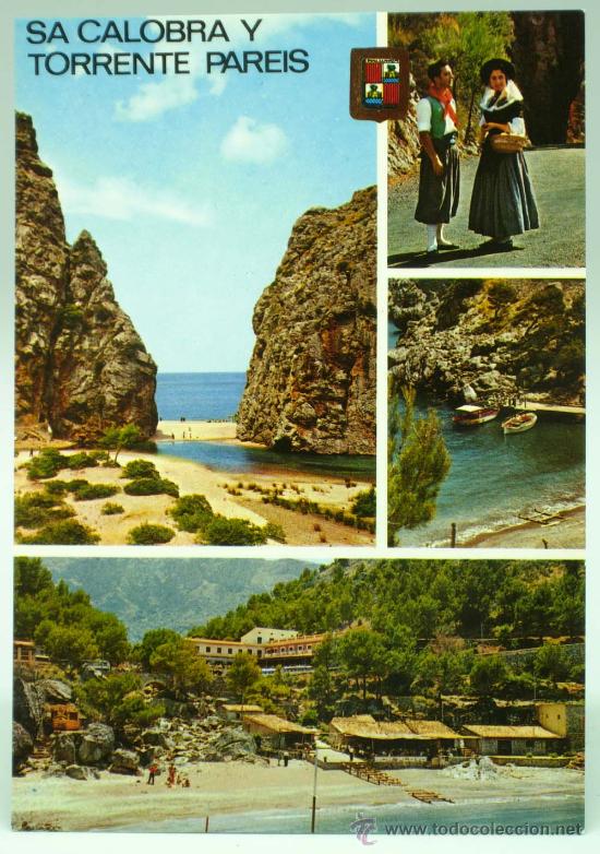 Postcards: Postal Sa Calobra Torrente Pareis 4 vistas Subirats Casanovas Escudo Oro a&ntilde;os 70 sin circular