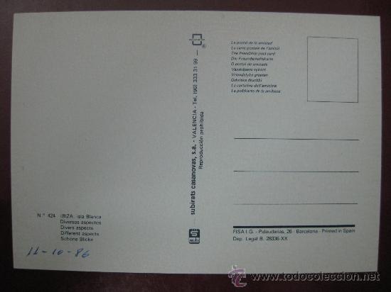 Postales: POSTAL IBIZA - REF.: U - 184 - Foto 2