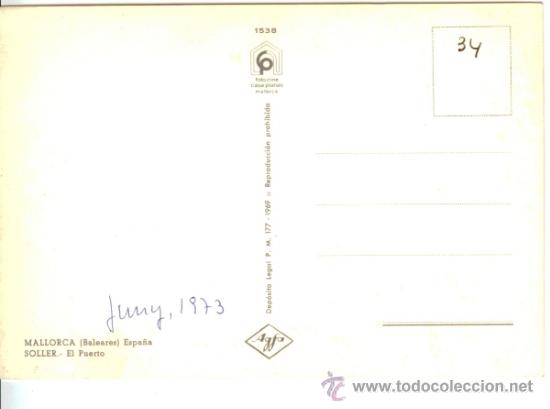 Postales: S&oacute;ller - Mallorca - Postal Puerto 1969 - Foto 2