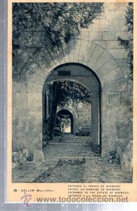 Postcards: TARJETA POSTAL, SOLLER, MALLORCA, ENTRADA A LA MASIA DE BINIBASSI, MARQU&Eacute;S