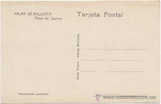 Postales: PALMA DE MALLORCA.- PASEO DE SAGRERA. - Foto 2