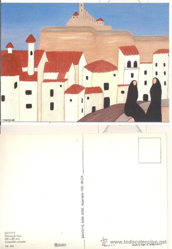 Postales: Ibiza,postal de un oleo - Foto 1