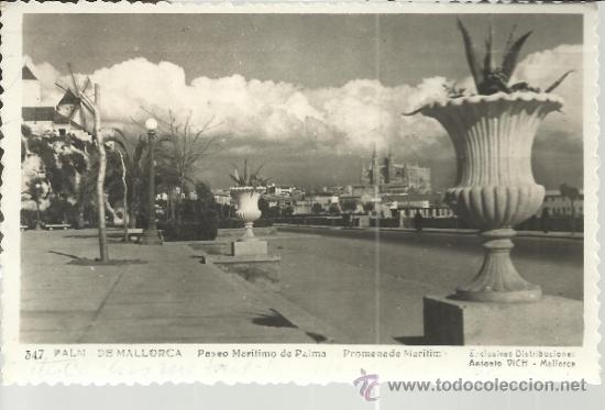 Postales: BALEARES MALLORCA PASEO MARITIMO ESCRITA - Foto 1