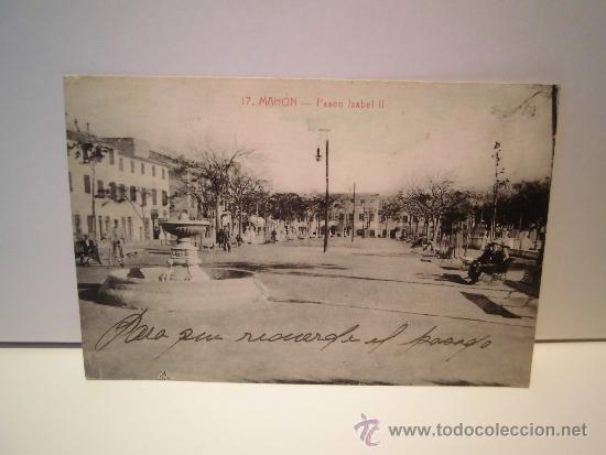 Postales: 17.-MAHON-PASEO DE ISABEL II - Foto 1