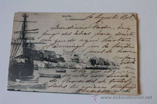 Postales: Postal. Menorca. Mah&oacute;n. El embarcadero. Hauser y Menet. - Foto 1