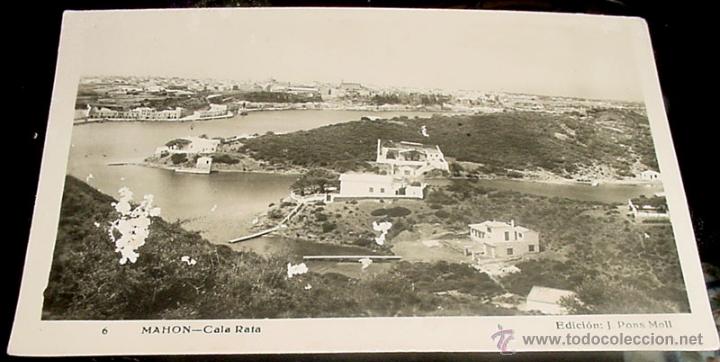 Postales: ANTIGUA POSTAL DE MAHON - CALA RATA . EDICION J. PONS MOLL - ALGUN DEFECTO