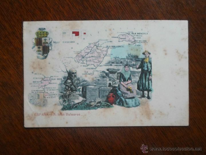 Postais: POSTAL LITOGRAFIADA A COLORES DE LAS ISLAS BALEARES - ESPA&Ntilde;A. CIRCA 1900. RARA.