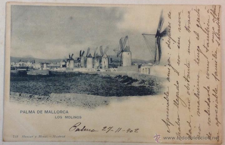 Postales: POSTAL FOTOGR&Aacute;FICA LOS MOLINOS DE PALMA DE MALLORCA.