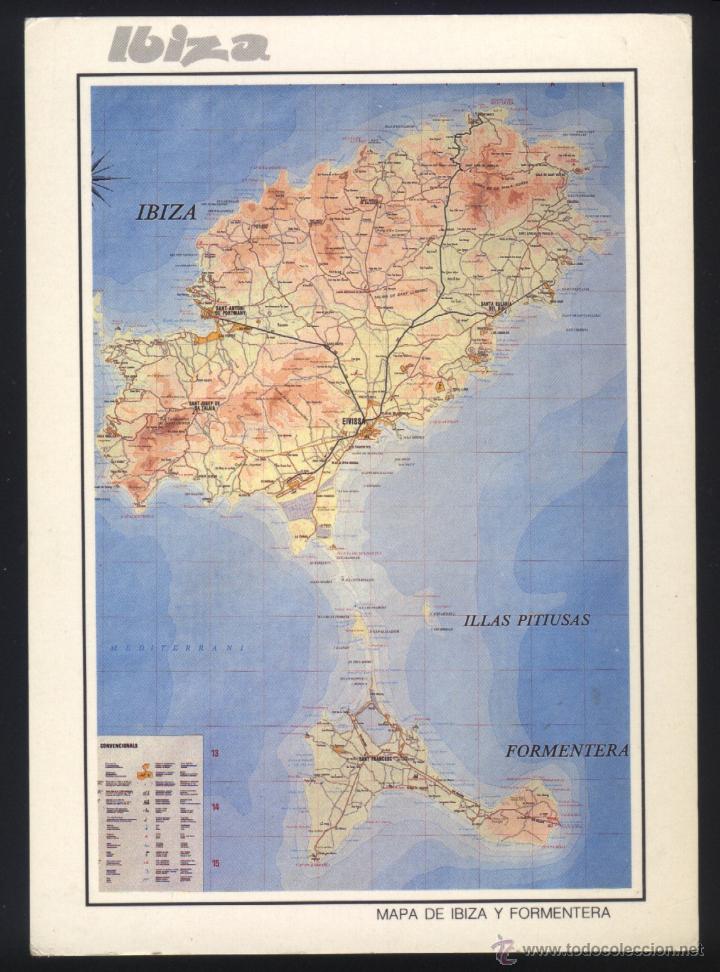 Postales: A-0537- MAPA DE IBIZA Y FORMENTERA. - Foto 1