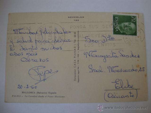 Postales: POSTAL ORIGINAL MALLORCA CIRCULADA CON SELLO - Foto 2