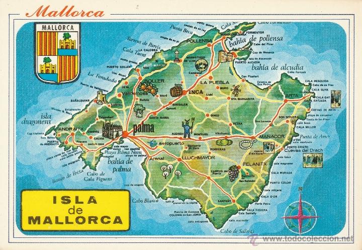 Postales: N&ordm; 15213 POSTAL MAPA MALLORCA