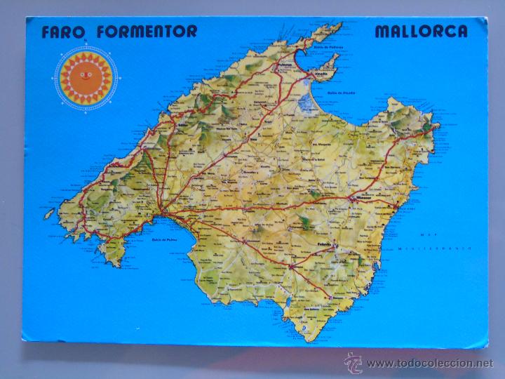 Postales: POSTAL DE MALLORCA. A&Ntilde;O 1975. MAPA PLANO DE LA ISLA. 674 - Foto 1
