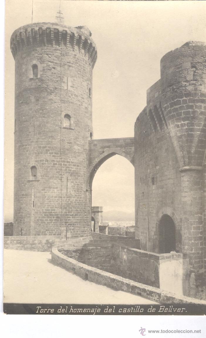 Cartoline: POSTAL FOTOGR&Aacute;FICA TORRE DEL HOMENAJE DEL CASTILLO DE BELLVER. PRINCIPIOS SIGLO XX.
