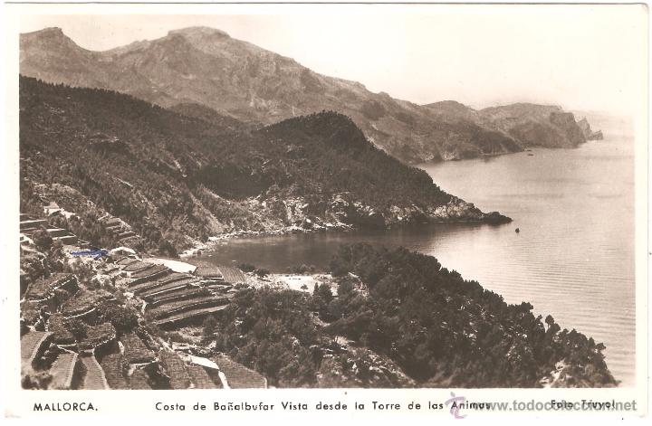 Postales: MALLORCA COSTA DE BA&Ntilde;ULFAR VISTA DESDE LA TORRE DELAS ANIMAS 1954