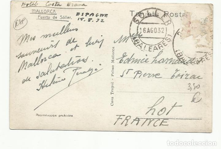Postales: MALLORCA PUERTO DE SOLLER ESCRITA 1932 - Foto 2