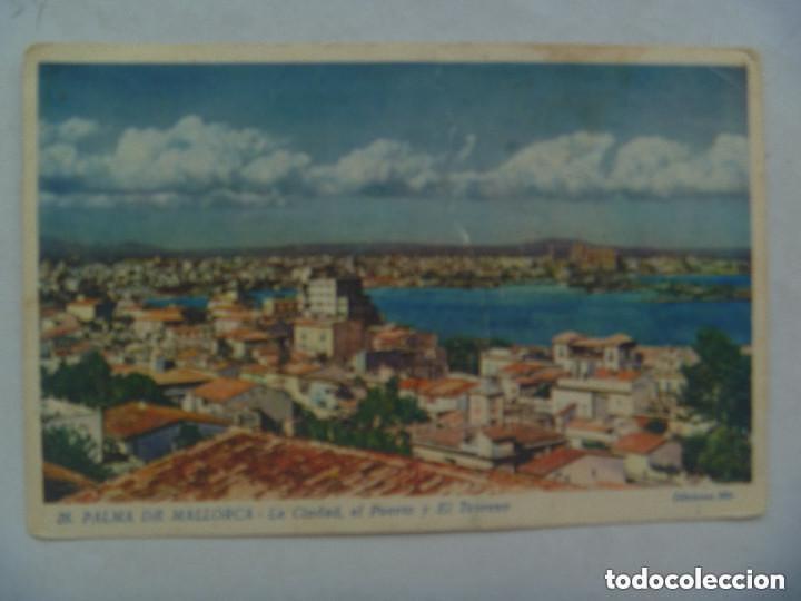 Postcards: POSTAL DE PALMA DE MALLORCA : LA CIUDAD, EL PUERTO Y EL TERRENO. EDICIONES MIR. CIRCULADA 1941.