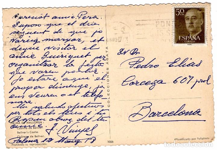 Postales: MALLORCA CASTILLO DE BELLVER A&ntilde;O 1958 - Foto 2