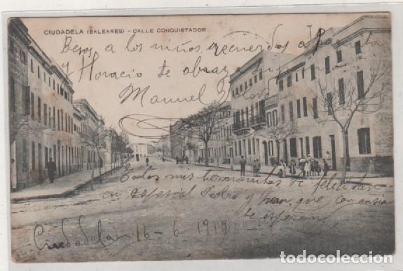 Postales: Ciudadela Baleares Calle Conquistador. Circulada por vapor correo