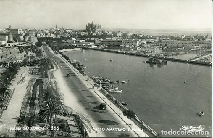 Postkarten: PALMA DE MALLORCA--PASEO MAR&Iacute;TIMO Y VISTA PALMA-1959-- ZERKOWITZ