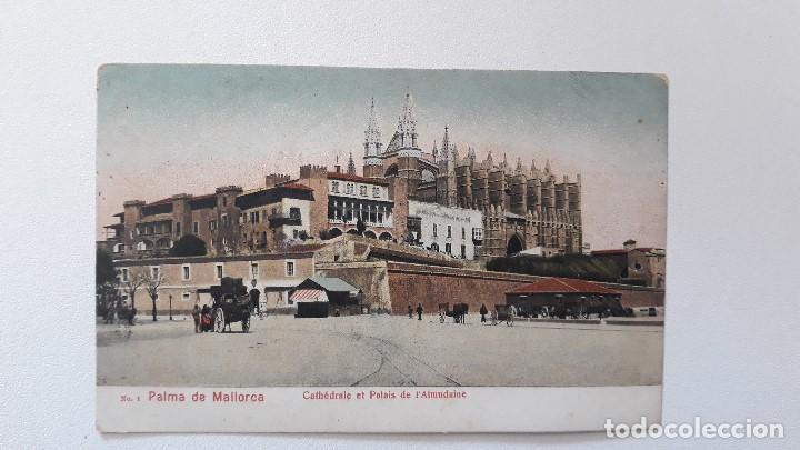Postkarten: POSTAL ANTIGUA DE PALMA DE MALLORCA - CATHEDRALE ET PALAIS DE L'ALMUDAINE. A&Ntilde;OS 20. SIN CIRCULAR