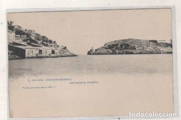 Postales: 1. Soller Baleares Mallorca. Entrada al puerto. panorama con la 2 . Fot Lacoste. Reverso dividido.