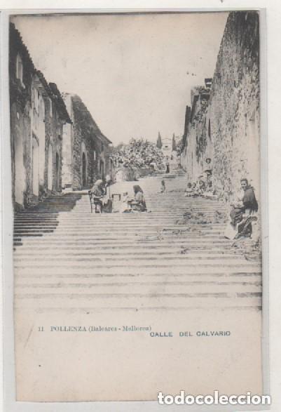 Postcards: 11 Pollenza. Baleares Mallorca. Calle del Calvario J. Lacoste. Reverso dividido. Hotel Bestard.