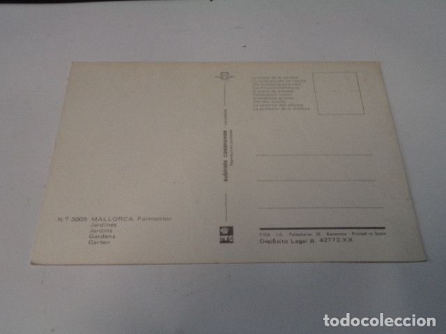 Postales: MALLORCA - POSTAL FORMENTOR - JARDINES - Foto 2