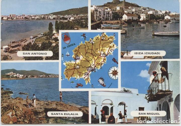 Postales: N&ordm; 219-RECUERDO DE IBIZA. Diversos aspectos. Circulada en 1977. Ed. CASA FIGUERETAS