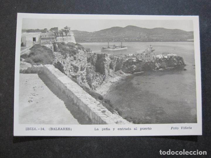 Postkarten: IBIZA-LA PE&Ntilde;A Y ENTRADA AL PUERTO-VI&Ntilde;ETS FOTOGRAFICA-34-POSTAL ANTIGUA-(73.099)