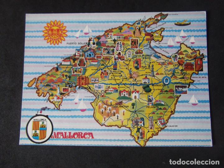 Cartoline: BALEARES-V23-NO ESCRITA-MALLORCA-PLANO CON DETALLES DE LA ISLA