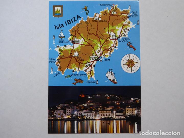 Cartes Postales: Postal Mapa de la isla y vista nocturna - Escudo de Oro-Subirats Casanovas n&uacute;mero 352