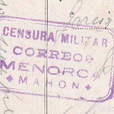 Postales: GUERRA CIVIL - CENSURA MILITAR DE MAHÓN --RARA-- EN POSTAL DE MAHÓN -MIRADOR DE PILAR ALONSO. Lote 232462655